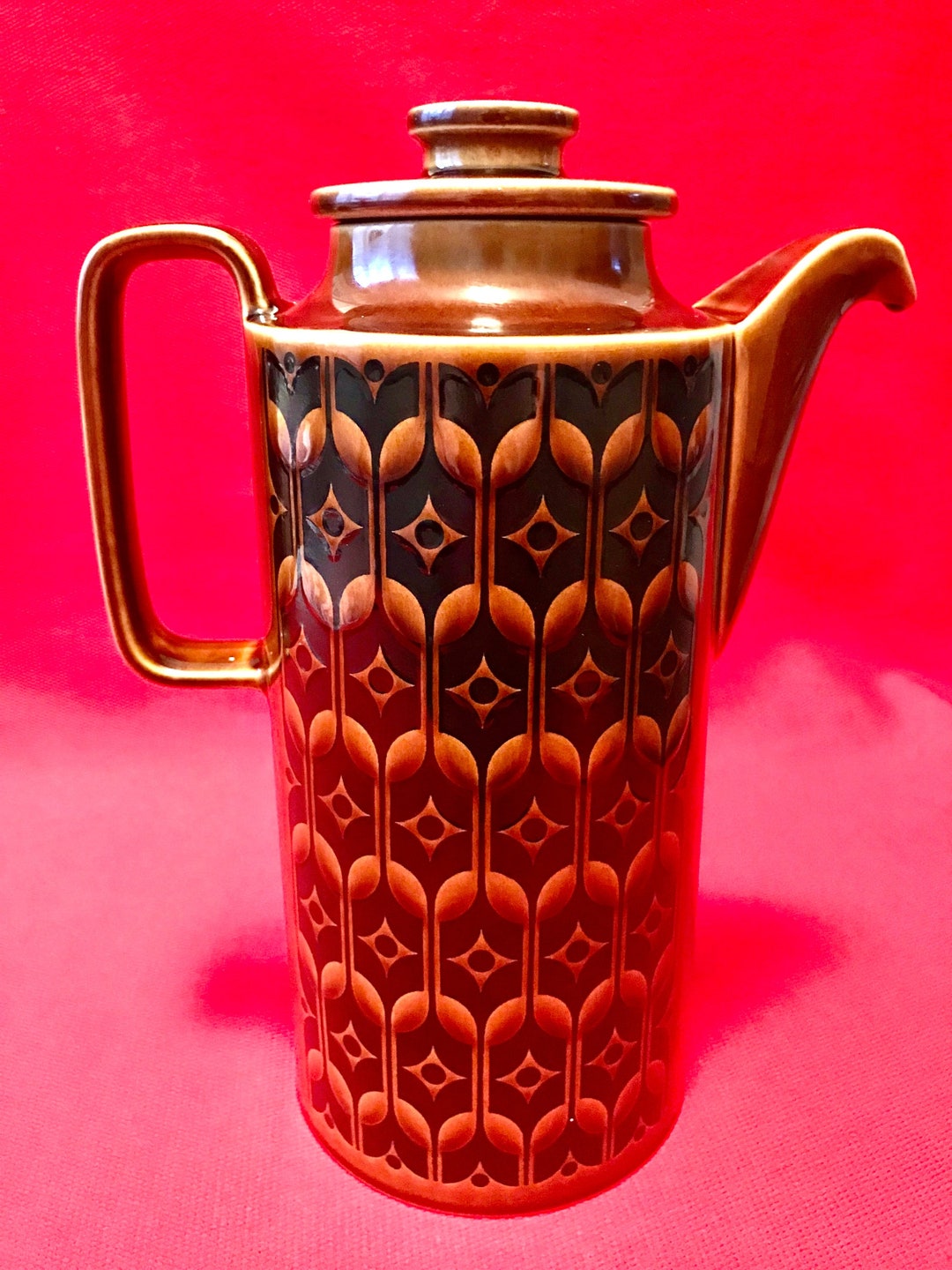 Hornsea Pottery Brown heirloom Pattern 1975 Vintage Ceramic Coffee Pot