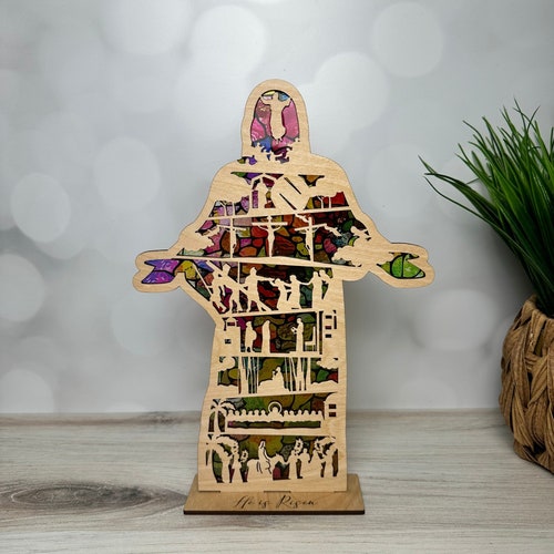 Religious Easter Home Decor He is Risen Jesus Christ Sign Etsy