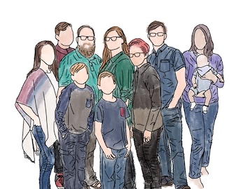 Faceless Portrait | Family Portrait | Hand-Drawn Decor | Custom Portrait | Anniversary Gift | Wedding Gift | Engagement Gift | Home Decor