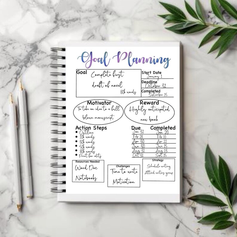 Scripting Goals Goal Planning Printable, Printable Bullet Journal, Digital Download ...