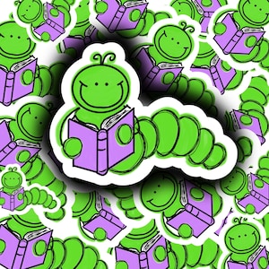 Bookworm Sticker, Reader Gift, Bookish Sticker, Book Lover, Bookworm, Kindle Sticker, Waterproof, Vinyl Sticker, Water Bottle Sticker