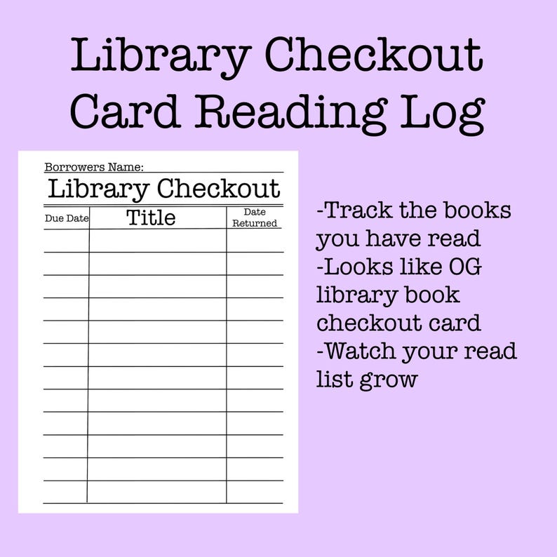 Library Check Out Card.pdf Library Checkout Printable, Reading Journal, Reading List, Bookworms ...