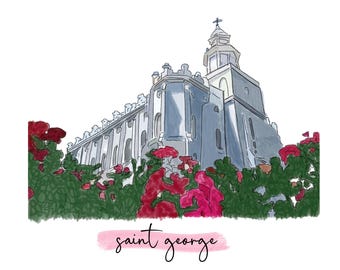 Temple Prints | LDS Temples | Hand-Drawn Decor | Anniversary Gift | Wedding Gift | Engagement Gift | Home Decor