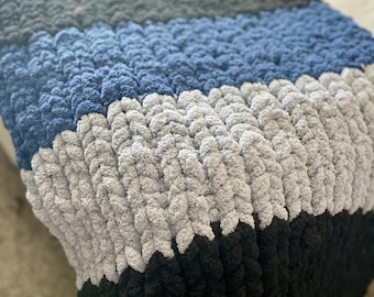 Chunky Throw Blanket, Soft Throw, Blanket, One Person Blanket, Throw Blanket, Hand Knit Blanket, Full Sized Throw, Couch Throw
