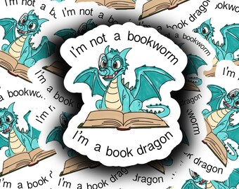 I'm A Book Dragon Sticker, Reader Sticker, Bookish, Book Sticker, Reader Gift, Bookworm Gift, Kindle Sticker, Waterproof, Vinyl Sticker