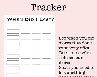 Quand est-ce que j'ai été pour la dernière fois Tracker Imprimable, téléchargement numérique, agenda imprimable, Bullet Journal imprimable, Suivi des tâches, Suivi de la corvée, Imprimable