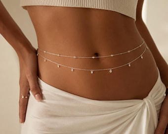 Belly Chain, Layered Waist Chain, Gold or Silver Body Jewellery, Minimalist Beach Belly Chain, Bikini Waist Chain, Dainty Festival Jewellery
