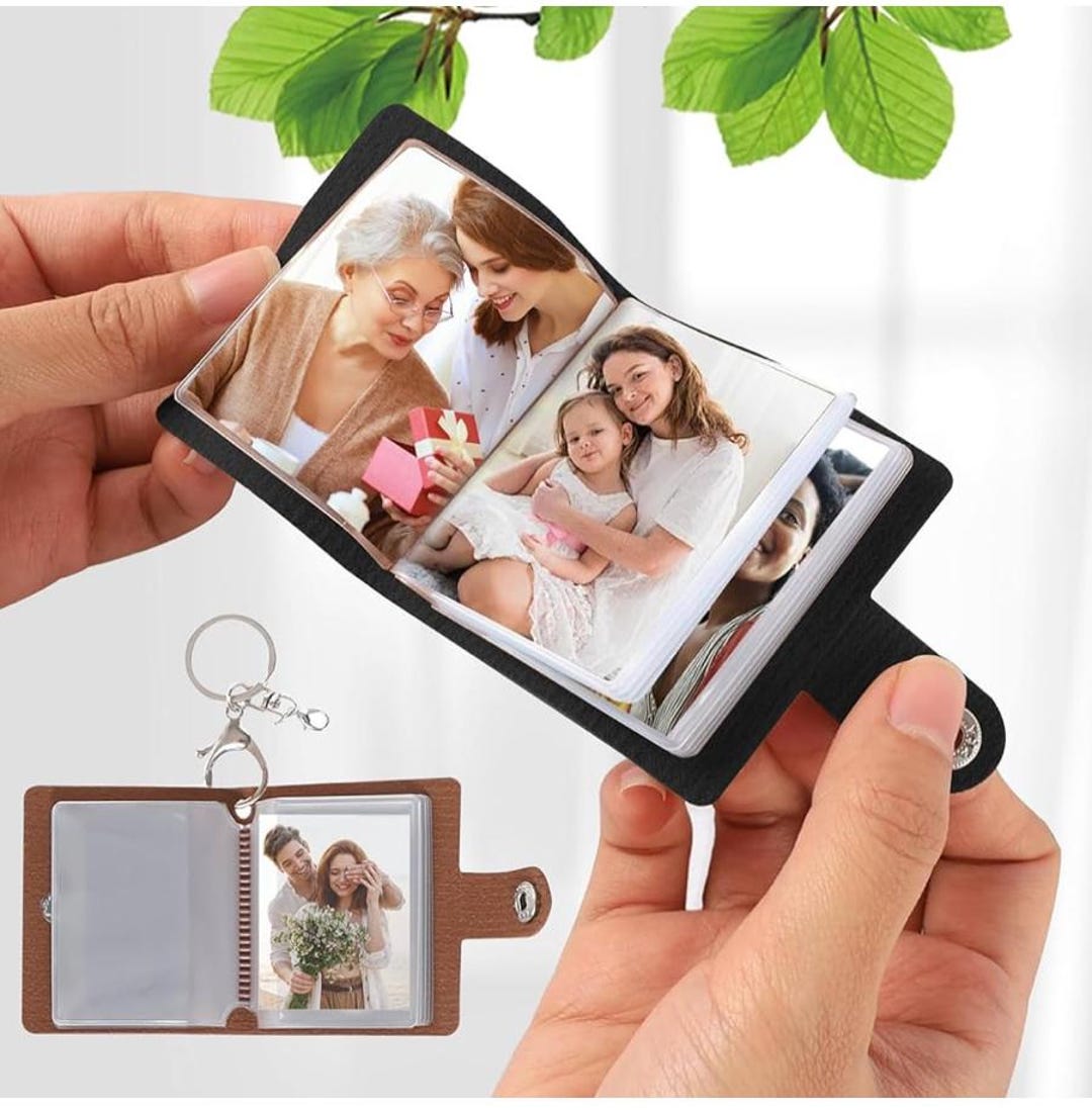 Personalised Leather Photo Album Keyring: Mini Photo Keychain - Etsy UK