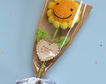 Teacher Gift, Teacher Thank You Gift, Sunflower,  Thank You For Helping Me Grow ,Tutor Nursery, Smiley Face Sunflower, Teaching Assistant