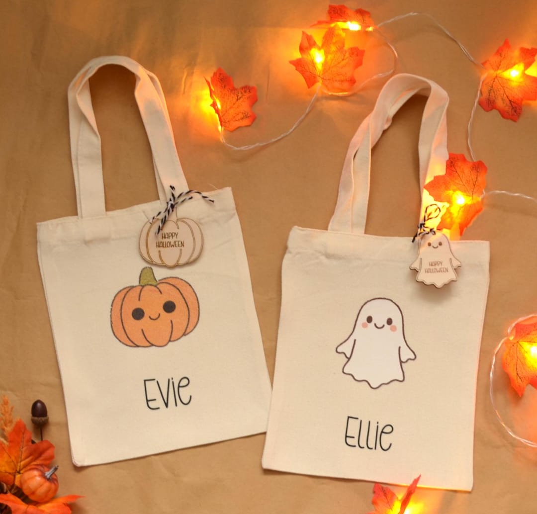 Personalised Halloween Canvas Tote Bag, Boo Bag, Trick or Treat