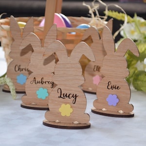 Easter Bunny Rabbit Table Place Names, Free Standing Wooden Bunnies ...