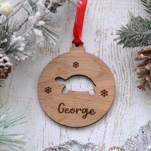 Personalised Pet Tortoise Christmas Bauble Wooden Tree Decoration, Christmas Pet Ornament, Keepsake Gift