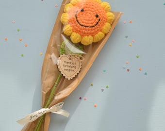 Teacher Gift, Thank You Teacher Gift, Sunflower,  Thank You For Helping Me Grow , Smiley Face Sunflower, Teaching Assistant, Tutor Gift