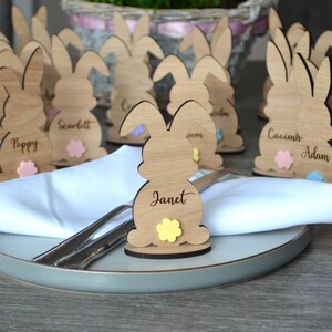 Easter Bunny Rabbit Table Place Names, Free Standing Wooden Bunnies ...