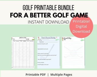 Golf Printable, Bundle, Golf Stat Tracker, Blank Journal Entry, Post-Round Questionnaire, Printable, Instant Download, U.S. Letter Size, PDF