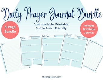 Daily Prayer Journal Bundle, Bible Study, Gratitude Journal, Bible Journaling, Prayer Binder, Daily Devotional, Prayer Journal Template