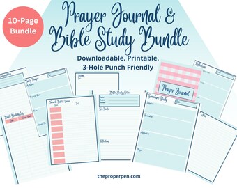 Daily Prayer Journal, Bible Study, Bundle, Bible Journaling, Prayer Binder, Daily Devotional, Prayer Journal Template, Instant Download, PDF