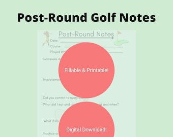 Golf Printable, Post-Round Questionnaire, FILLABLE, Golf Stats, Blank Journal Entry, Printables, Instant Download, U.S. Letter Size, PDF