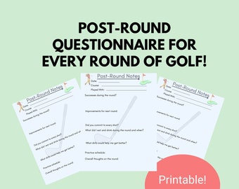 Post-Golf Round Questionnaire Printable, Golf Printable, Golf Stats, Blank Journal Entry, Printable, Instant Download, U.S. Letter Size, PDF