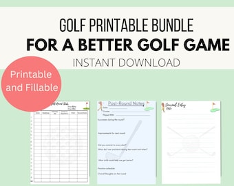 FILLABLE, Golf Printable Bundle, Golf Stat Tracker, Blank Journal Entry, Post-Round Questionnaire, Instant Download, U.S. Letter Size, PDF