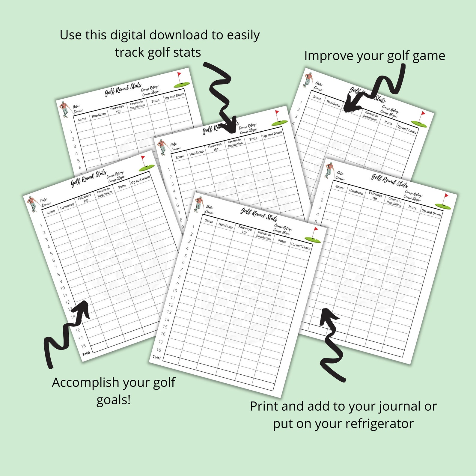 Golf Stat Tracker, Golf Gift, Fillable and Printable, Golf Stats ...