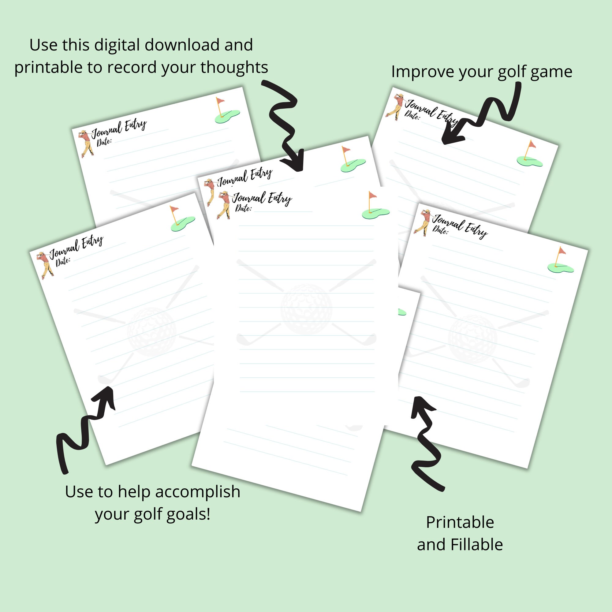 Golf Journal Entry Printable, FILLABLE, Instant Download, Golf ...