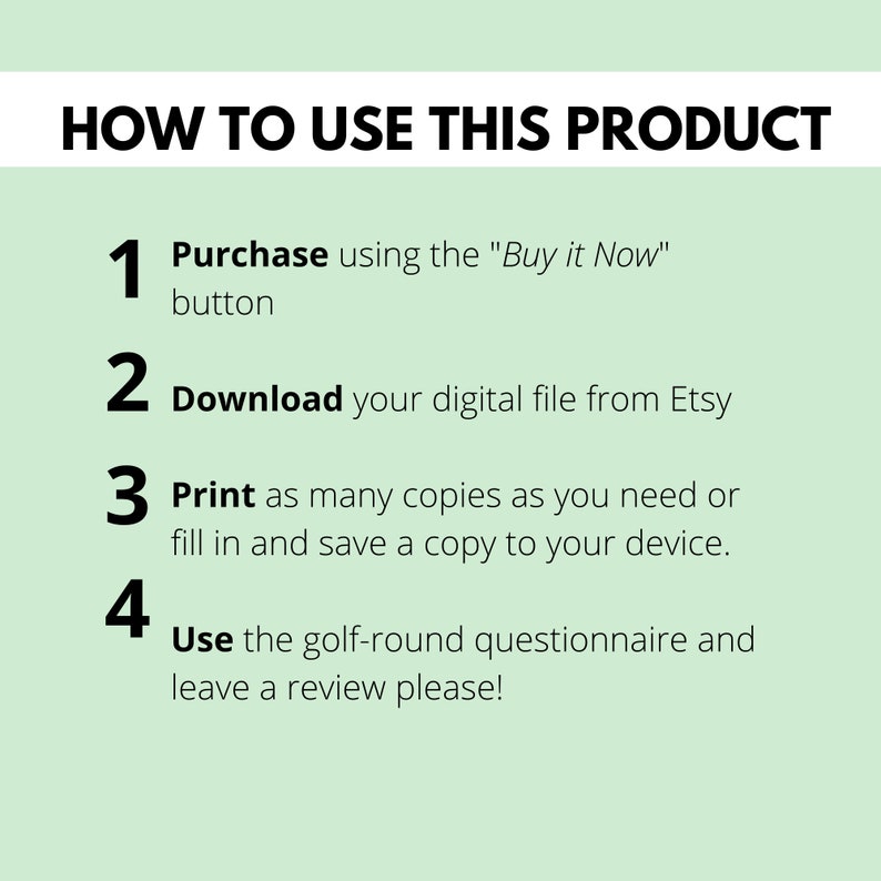 Golf Printable, Postround Questionnaire, FILLABLE, Golf Stats, Blank