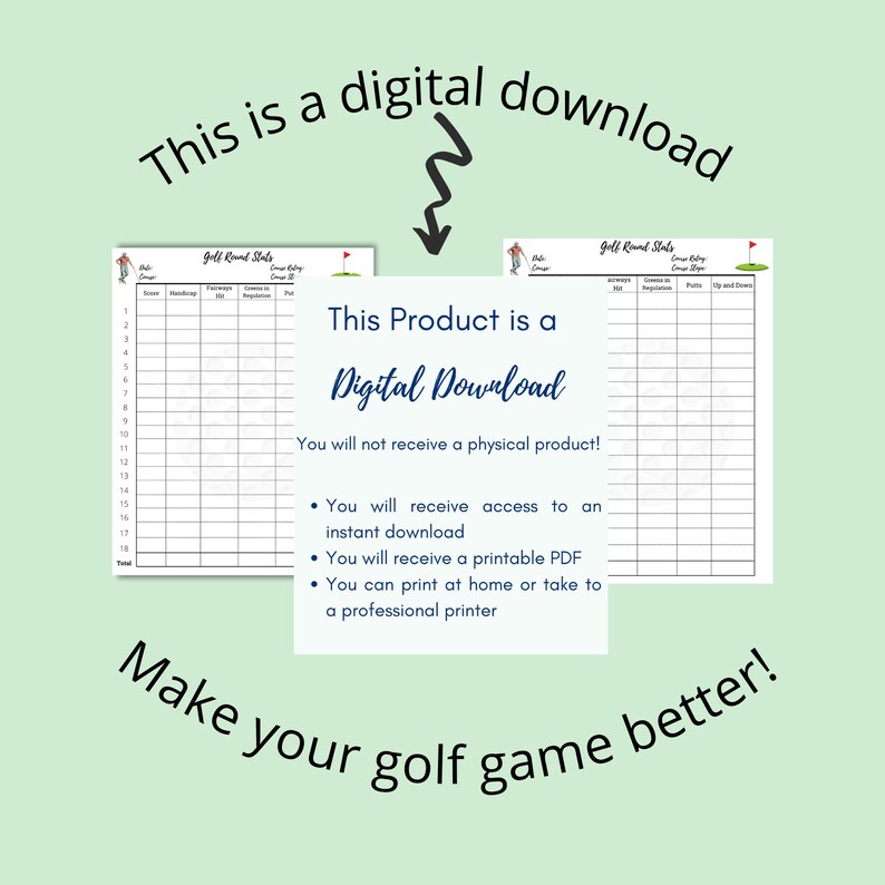 Golf Stat Tracker Printable Golf Stats Instant Download Etsy
