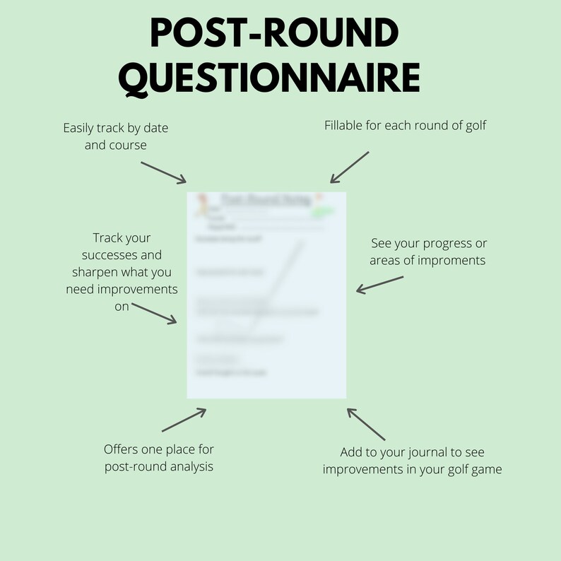 Golf Printable, Postround Questionnaire, FILLABLE, Golf Stats, Blank