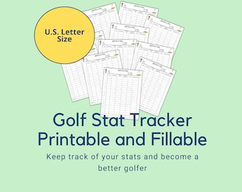 Golf Stat Tracker, Golf gift, Fillable and Printable, Golf Stats, Instant Download, Printable, Golf Printable, US Letter Size, Golf, PDF