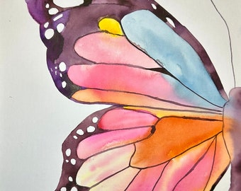 Butterfly watercolor painting, original butterfly artwork, watercolor wall art