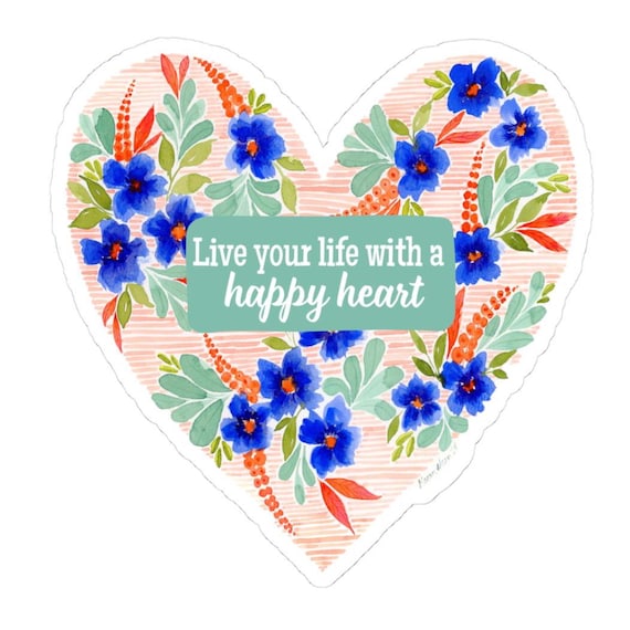 Heart Sticker,  Watercolor Floral Heart Kiss-Cut Stickers, Colorful Fun Positive Sticker, Watercolor Art Gift, Laptop Sticker