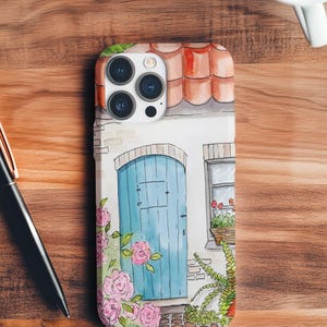 Custodia per iPhone Garden Cottage, custodia per telefono, custodia resistente con acquerello, splendida cover per telefono, guscio protettivo per telefono, cover colorata per telefono