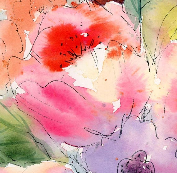 Floral Watercolor Painting “wild Free & Floral” 11x14 This is Not