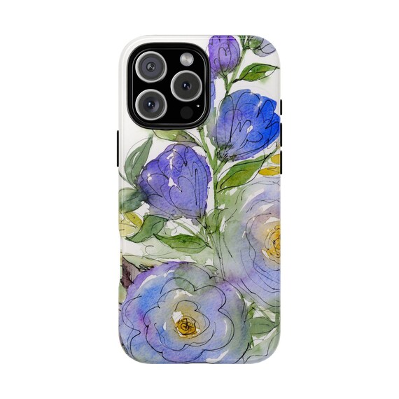 Blue Watercolor Flower iPhone Case