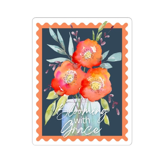 Colorful Floral Sticker, 'Blooming With Grace' Watercolor Floral Kiss-Cut Stickers, Gifts, Scrapbooking, Colorful Floral Stickers