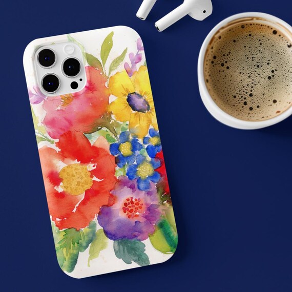 Vibrant flower protective phone case made from my original watercolor paintings