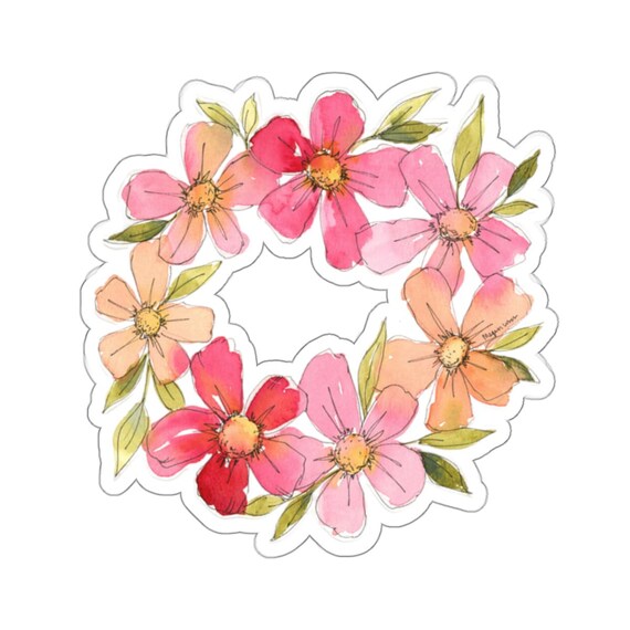 Watercolor Flowers Kiss-Cut Stickers, Unique Colorful Sticker Set, Flowers in Mason Jar Decals, Artsy Decorative Stickers,
