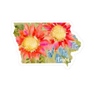 Iowa State Sticker, Colorful Flowers, Watercolor Floral Kiss-Cut Stickers, Gifts, Scrapbooking, Original art, Colorful Floral Stickers
