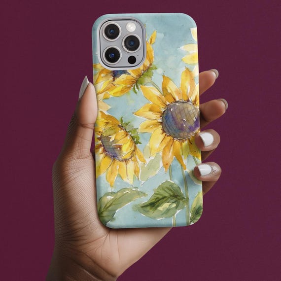 Watercolor Painted Sunflower Phone Case, protects your phone while looking beautiful