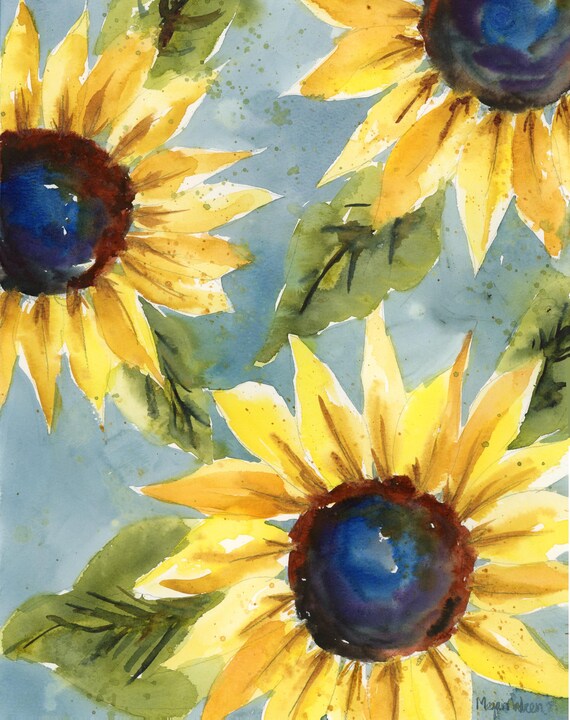 Watercolor Sunflower Painting “Sunflower” (5 of 5) 11x14 This is not a print, one of a kind original watercolor painting, home decor
