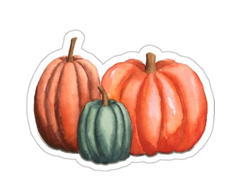 Pumpkin Watercolor Kiss-Cut Stickers, Thanksgiving Stickers, Autumn, Fall Stickers,