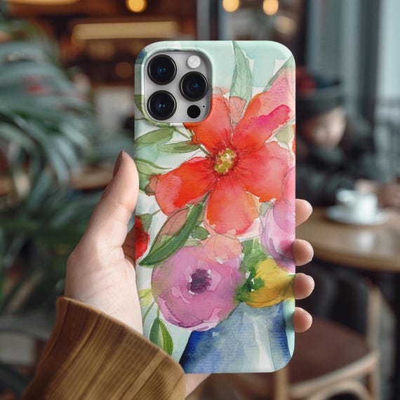 Bold floral protective phone case made with my original watercolor artwork.