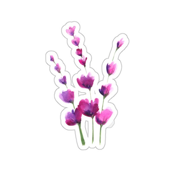 Watercolor Flowers Kiss-Cut Stickers, Purple Blooms, Purple Flowers Stickers,