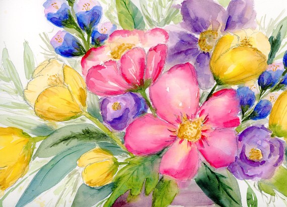 Flower Watercolor painting “Finding Joy” 11x15 loose floral watercolor artwork