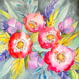 Floral Watercolor Painting “wild Free & Floral” 11x14 This is Not