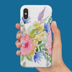 Custodia per iPhone con fiori colorati, custodia resistente con acquerello floreale, cover per telefono colorata e bella, scocca protettiva per telefono, motivo floreale vibrante