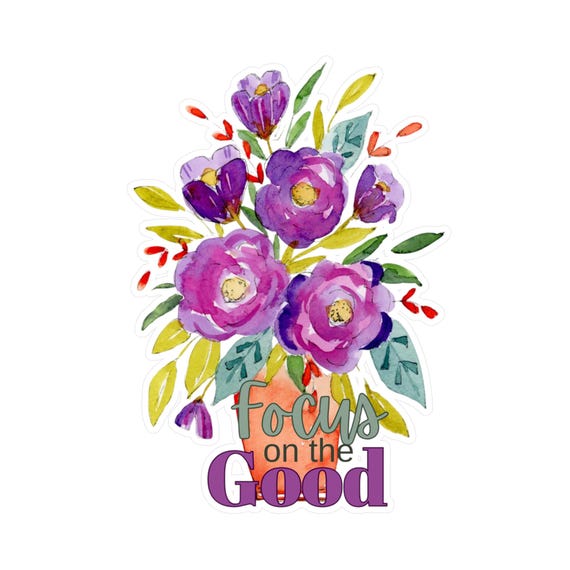 Colorful Floral Kiss-Cut Vinyl Decals, Indoor or Outdoor Use, Positive Fun Sticker