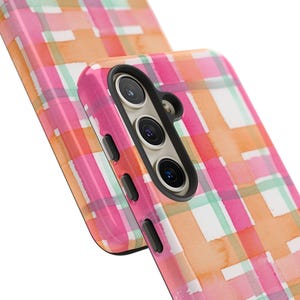 Custodia rigida a quadri con motivo acquerello, cover per telefono colorata e bella, scocca protettiva per telefono
