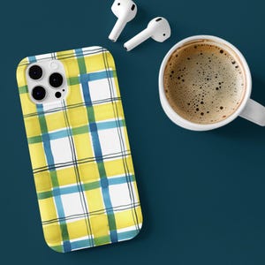 Custodia per telefono a quadri, custodia resistente con motivo a quadri verde lime e verde acqua, cover per telefono colorata e bella, scocca protettiva per telefono, custodia per iPhone